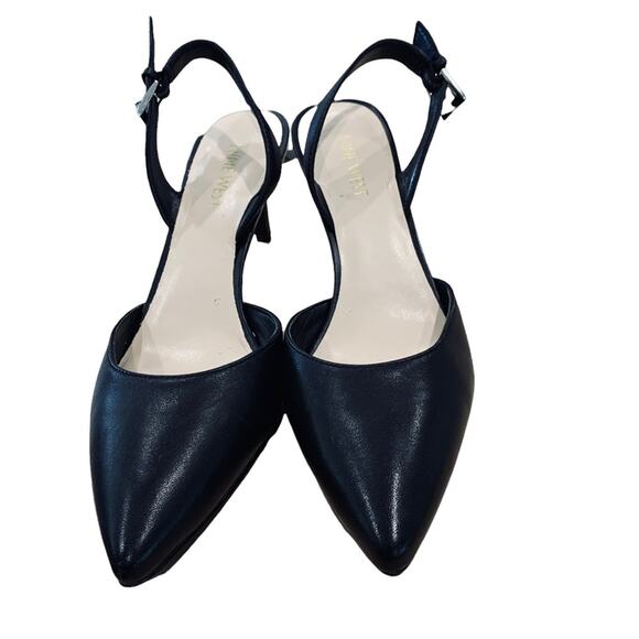 Nine West Epiphany black sling back 3” heel leather uppers size 7.5 - Picture 3 of 6